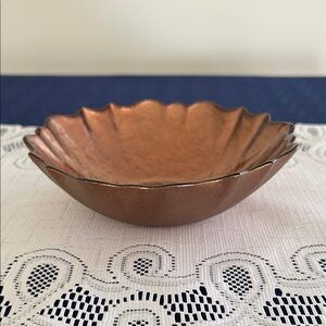 Copper Colored GlassScalloped Decorative Bowl/Trinket Dish diameter 6.5 in